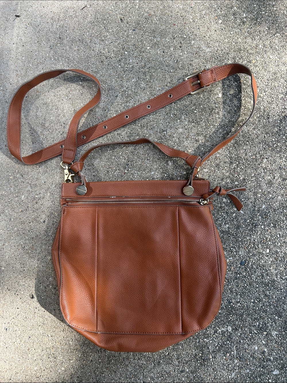 Foley + Corinna Tan Pebbled Leather Crossbody Bag